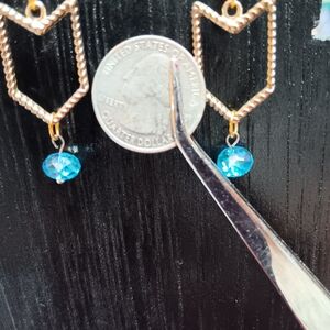 Chic Gold and Blue Drop Earrings